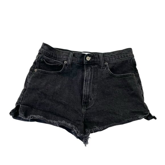 Abercrombie & Fitch High Rise Mom Jean Denim Shorts Distressed Black size 4/27 - Picture 1 of 4